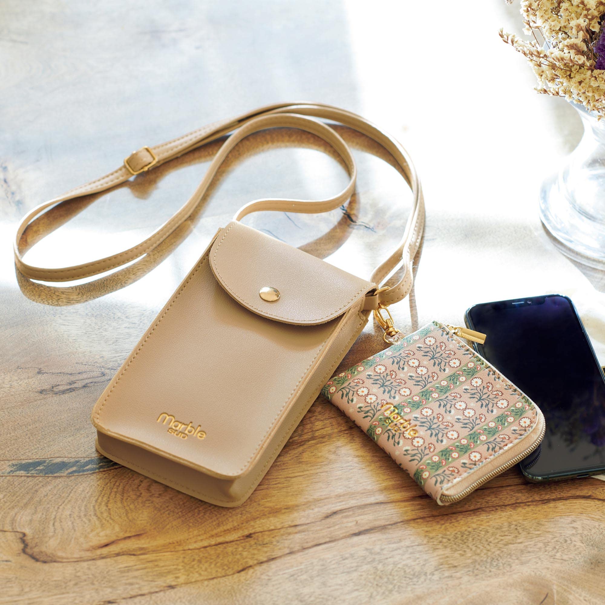 marble SUD隨身側背包＆拉鍊零錢包組